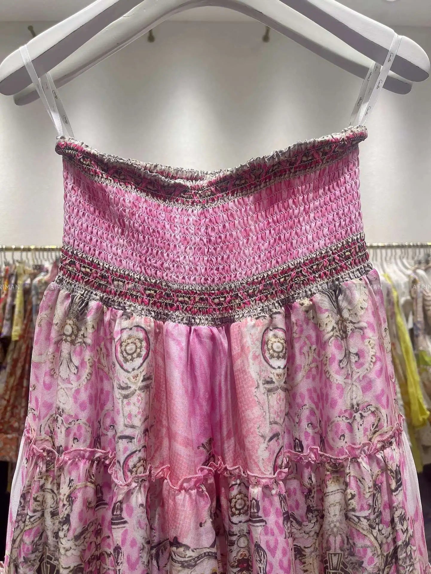 Designer Jeweled Silk Dress Silk Women V Neck Crystal Beaded Pink